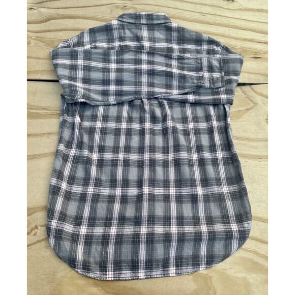 LUCKY BRAND Black Label California Checkered Plaid Button Shirt Men Gray SIZE M - Picture 6 of 6